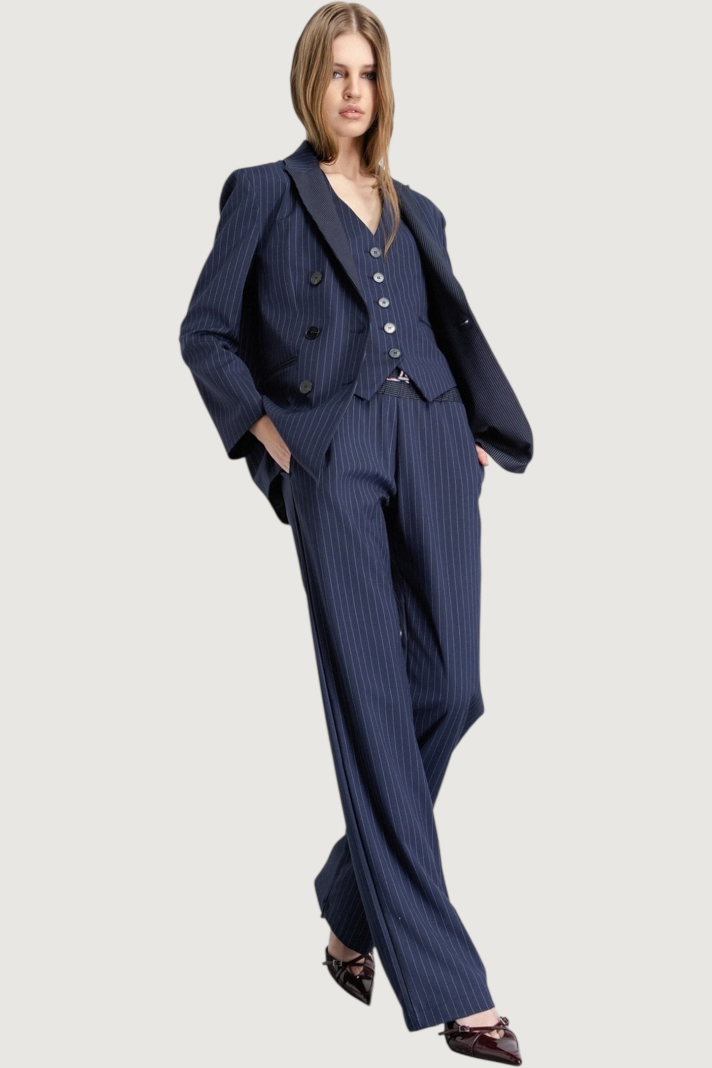 Pantalone dritto con coulisse in vita