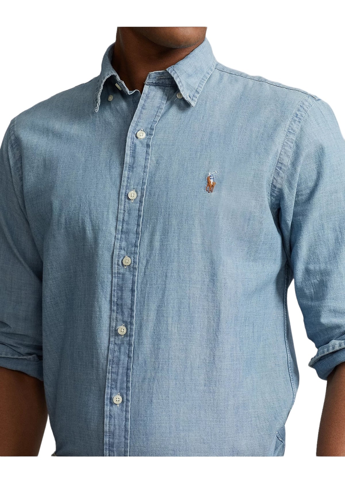 POLO RALPH LAUREN UOMO-710792042 001-Camicia in chambray Custom-Fit