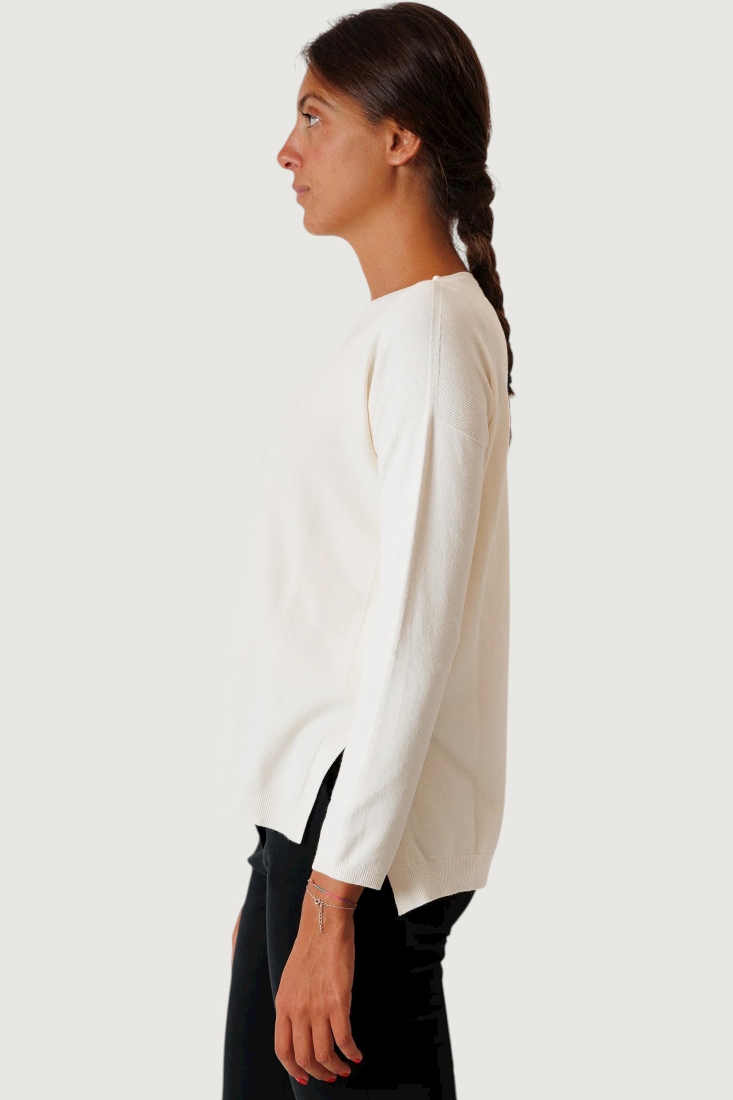 Maglia spacchi laterali burro