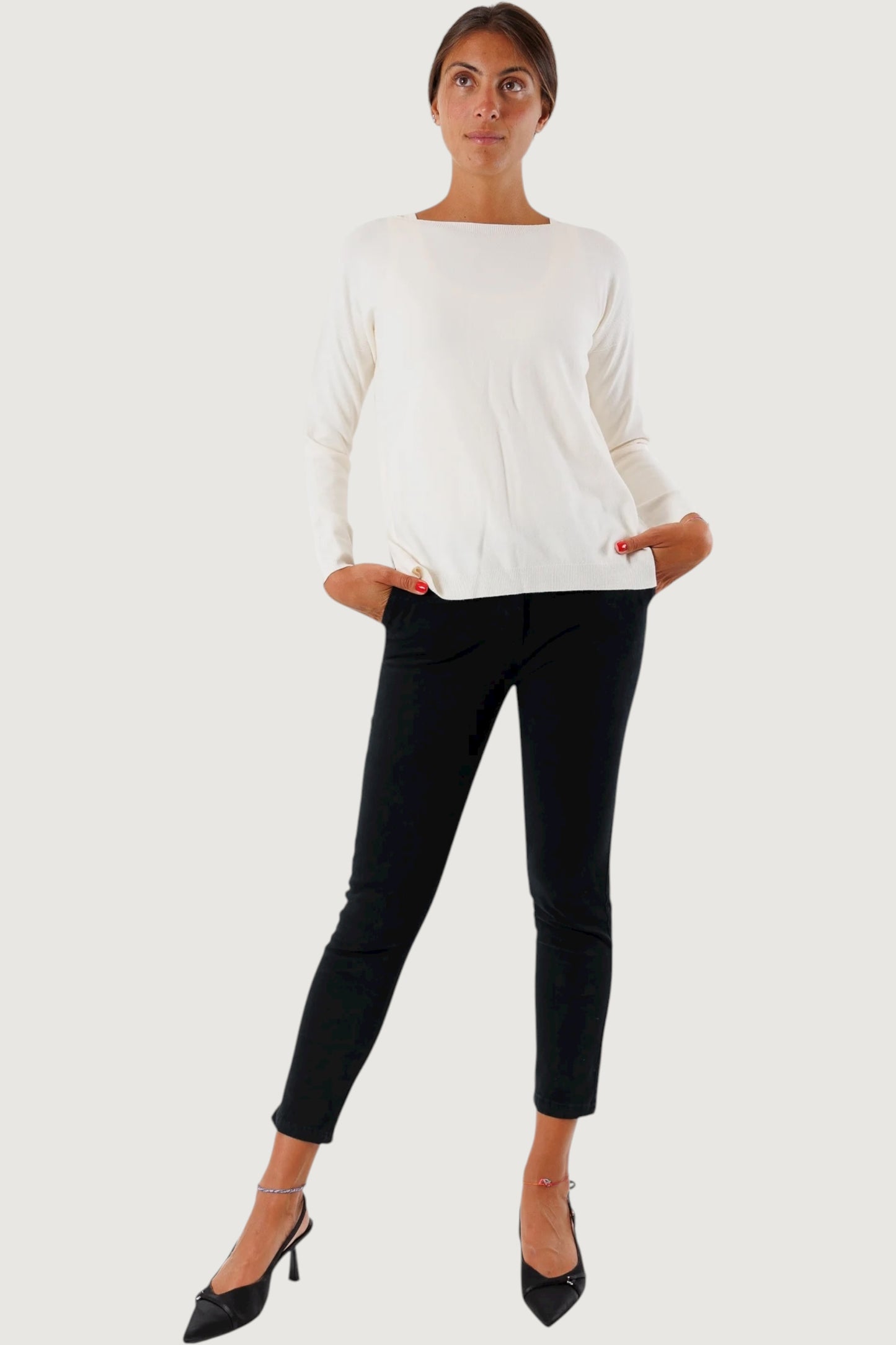 Maglia spacchi laterali burro