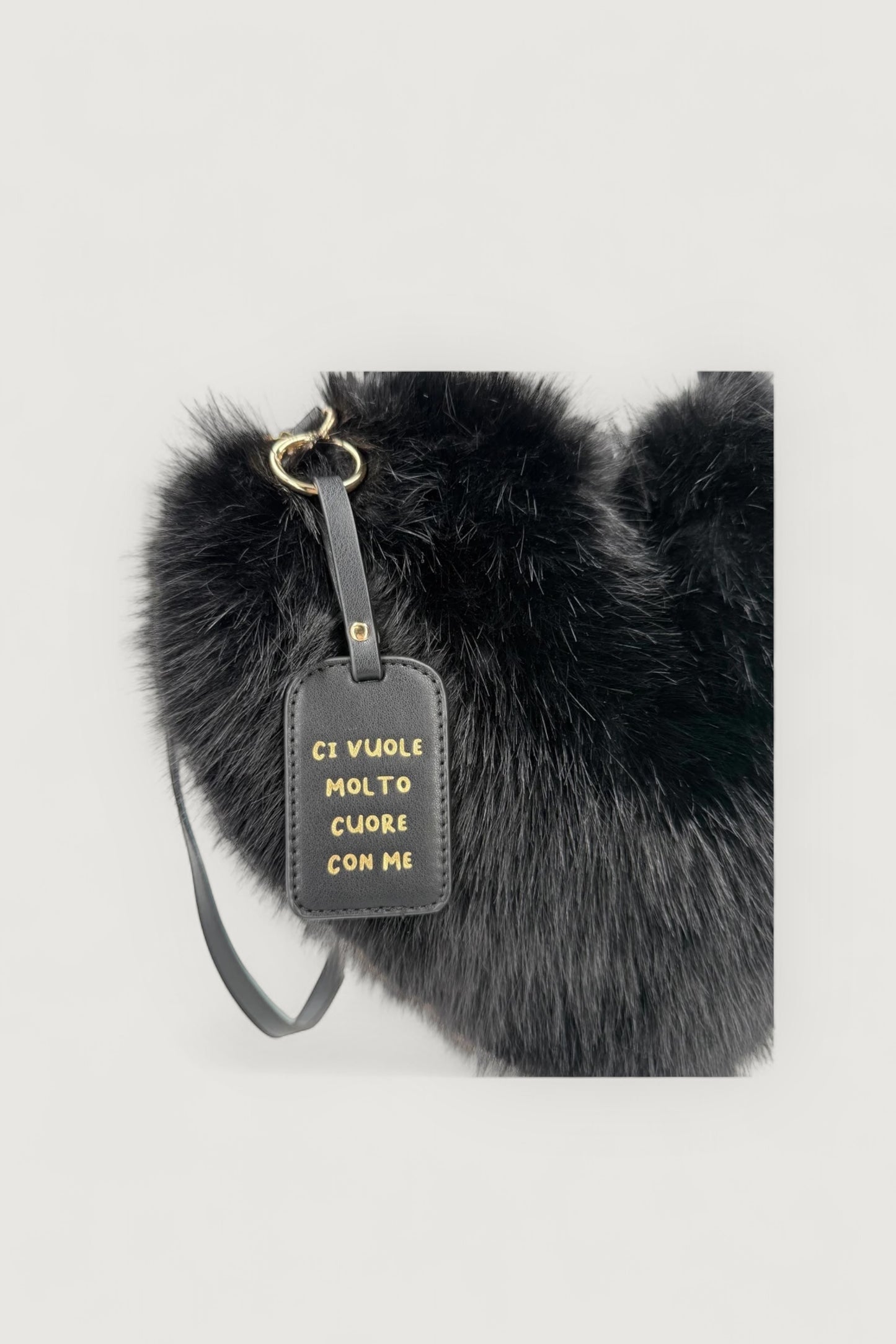 Borsa cuore ecofur nero