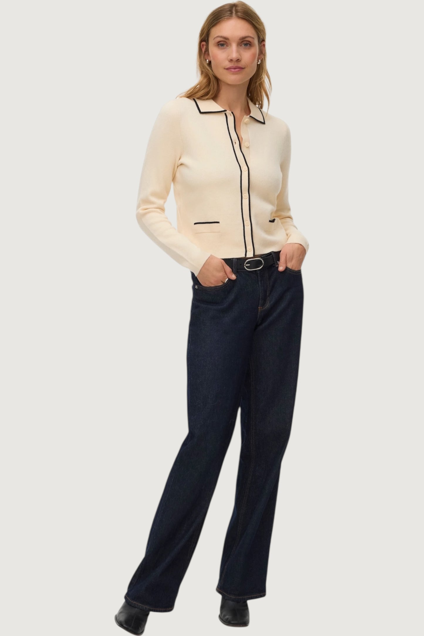 Gold polo contrast cardigan