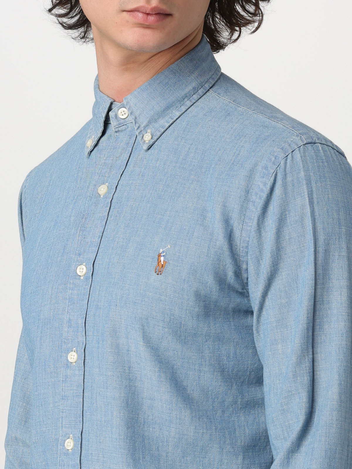 POLO RALPH LAUREN UOMO-710792042 001-Camicia in chambray Custom-Fit