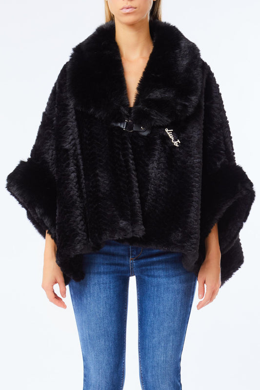 Cappa con collo f/fur
