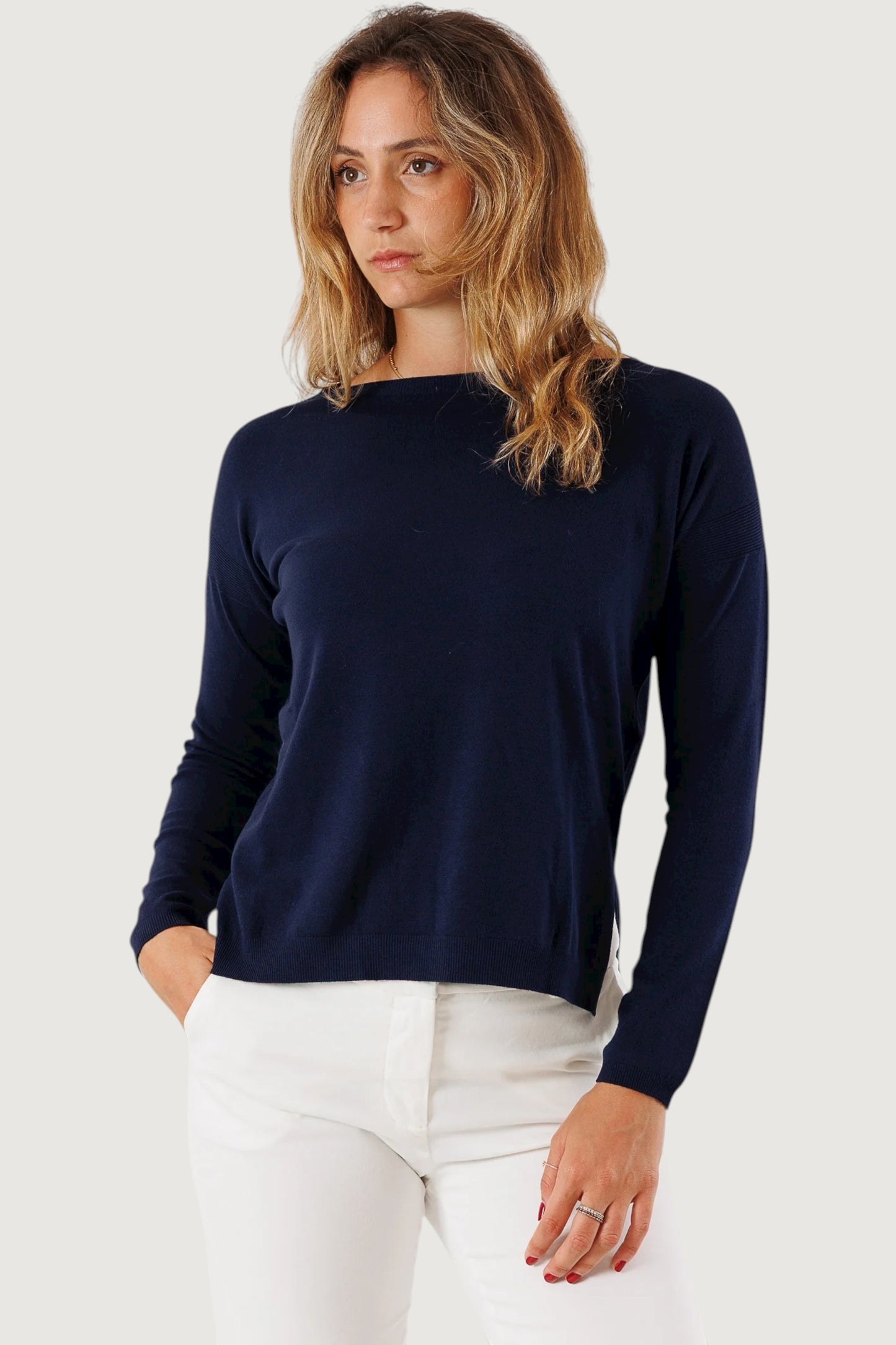 Maglia spacchi laterali blu