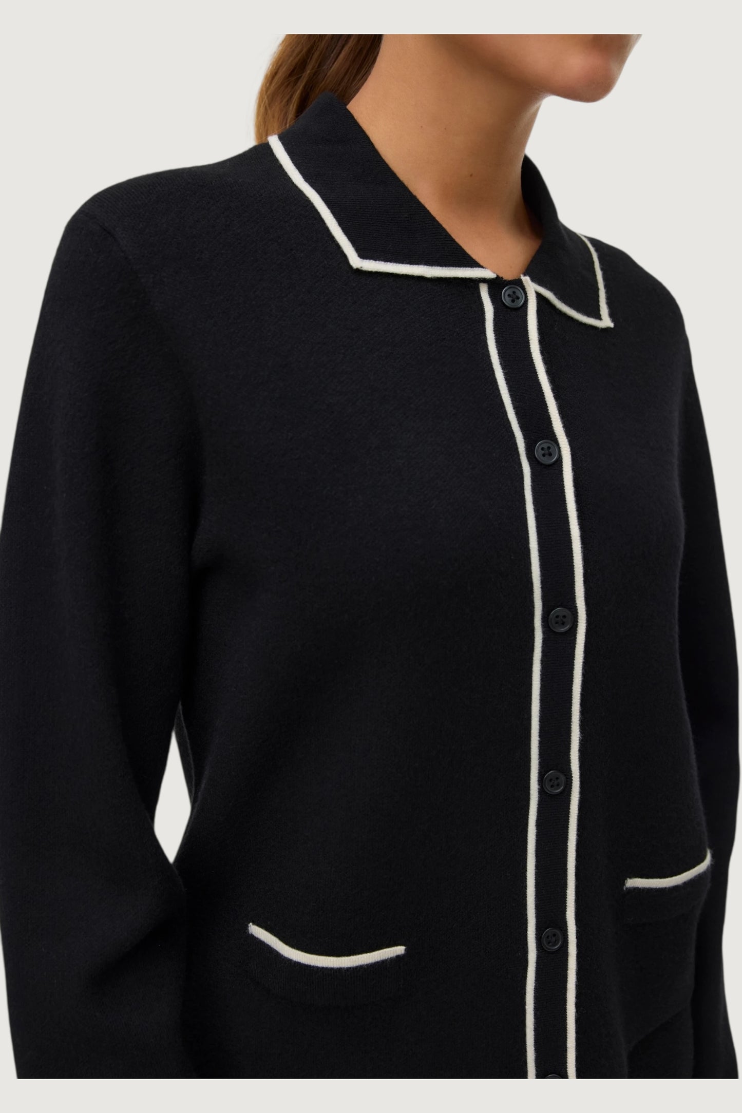 Gold polo contrast cardigan