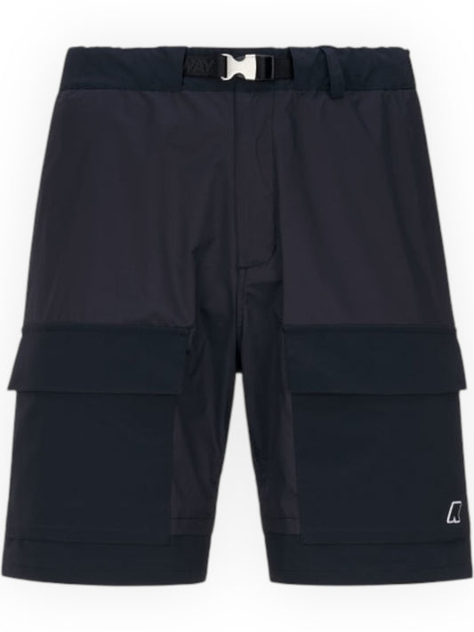 Pantaloni corti sportivi da uomo blu con design fu