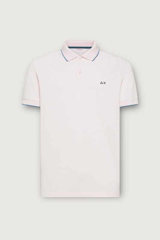 Polo small stripes on collar s/s