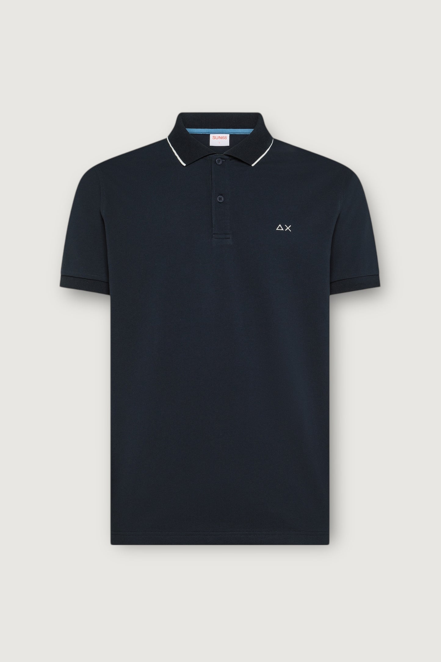Polo small stripes on collar s/s
