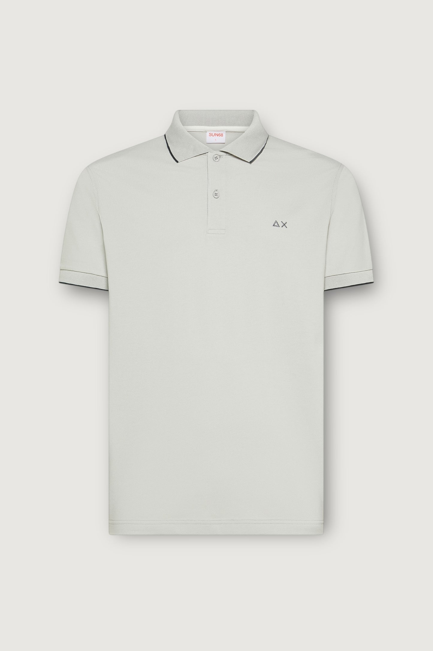 Polo small stripes on collar s/s