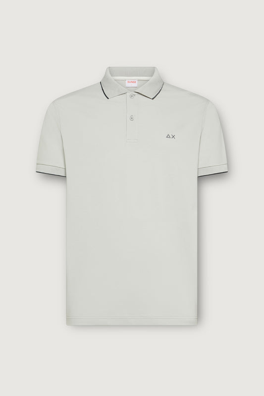Polo small stripes on collar s/s