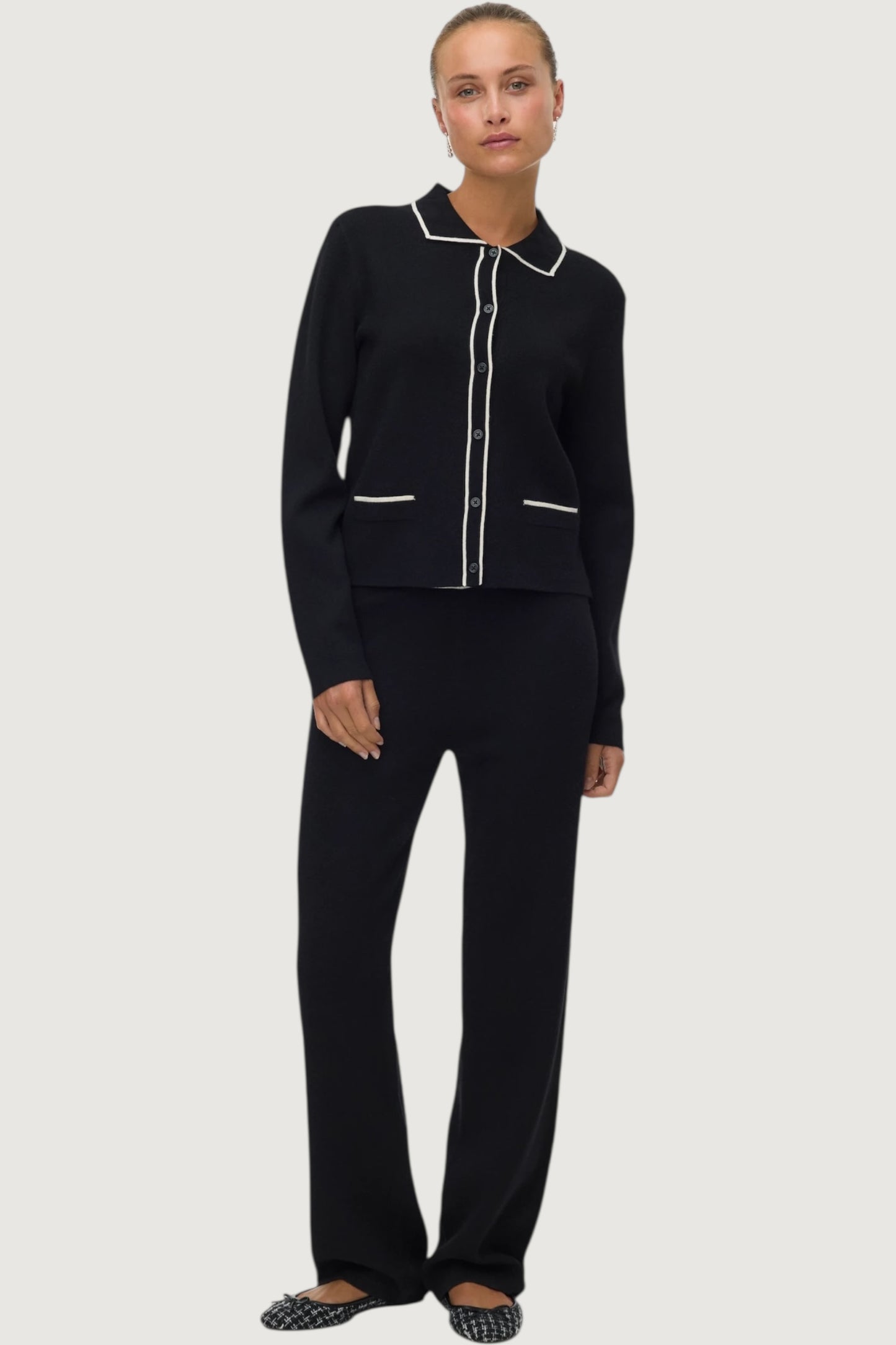 Gold polo contrast cardigan