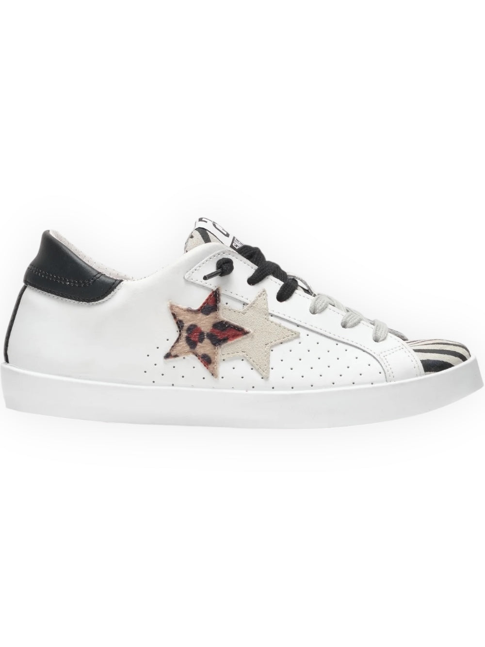 Sneaker bianca stella leo puntale zebra