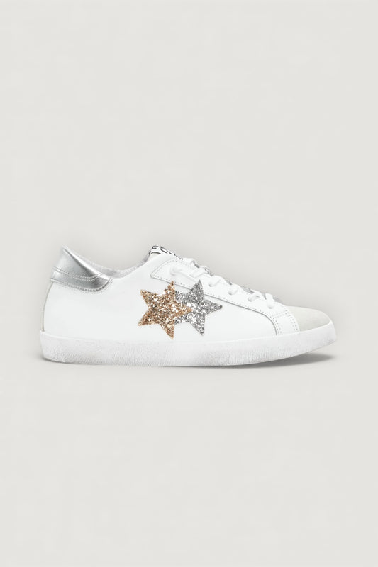 Sneakers prime star bianco/argento/oro