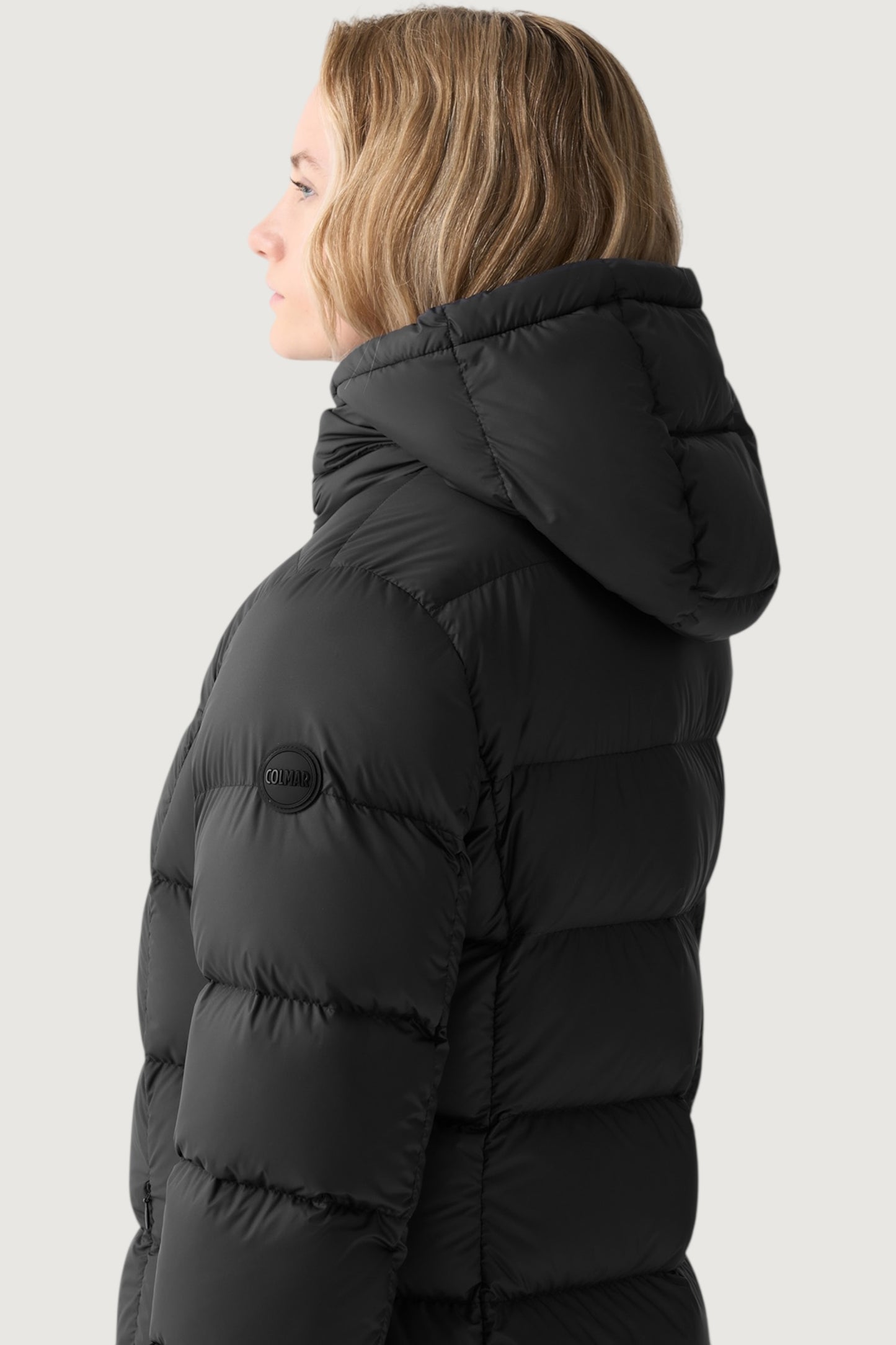 Piumino lungo opaco con cappuccio