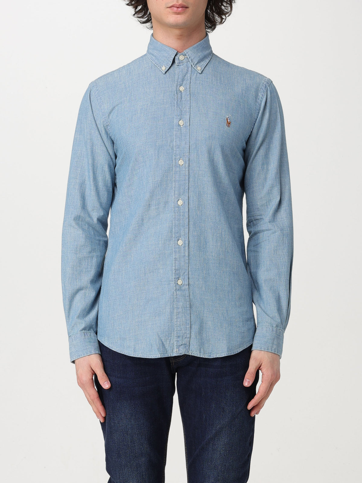 POLO RALPH LAUREN UOMO-710792042 001-Camicia in chambray Custom-Fit