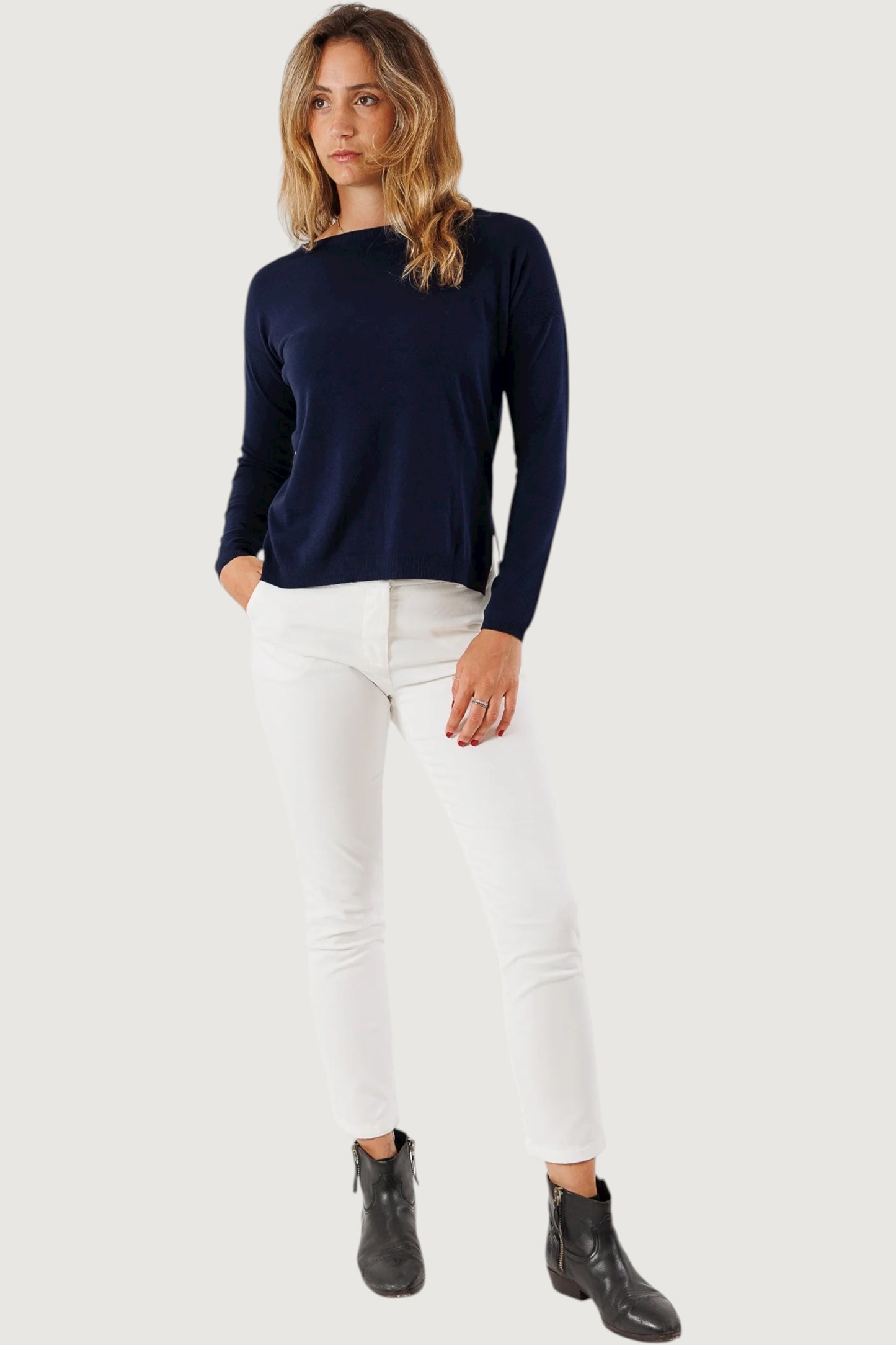 Maglia spacchi laterali blu