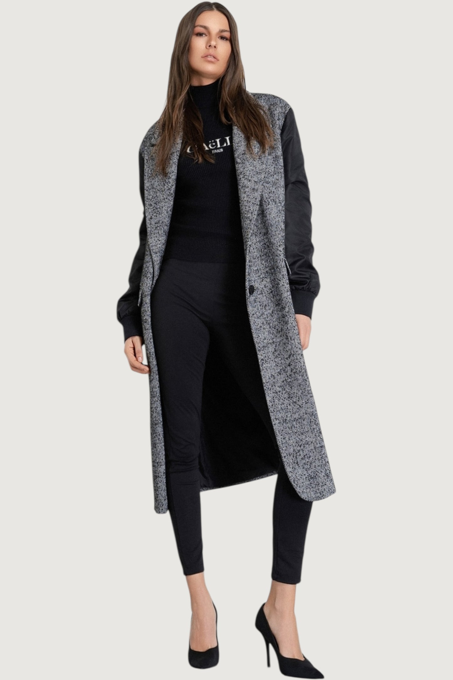 Cappotto over con maniche in nylon