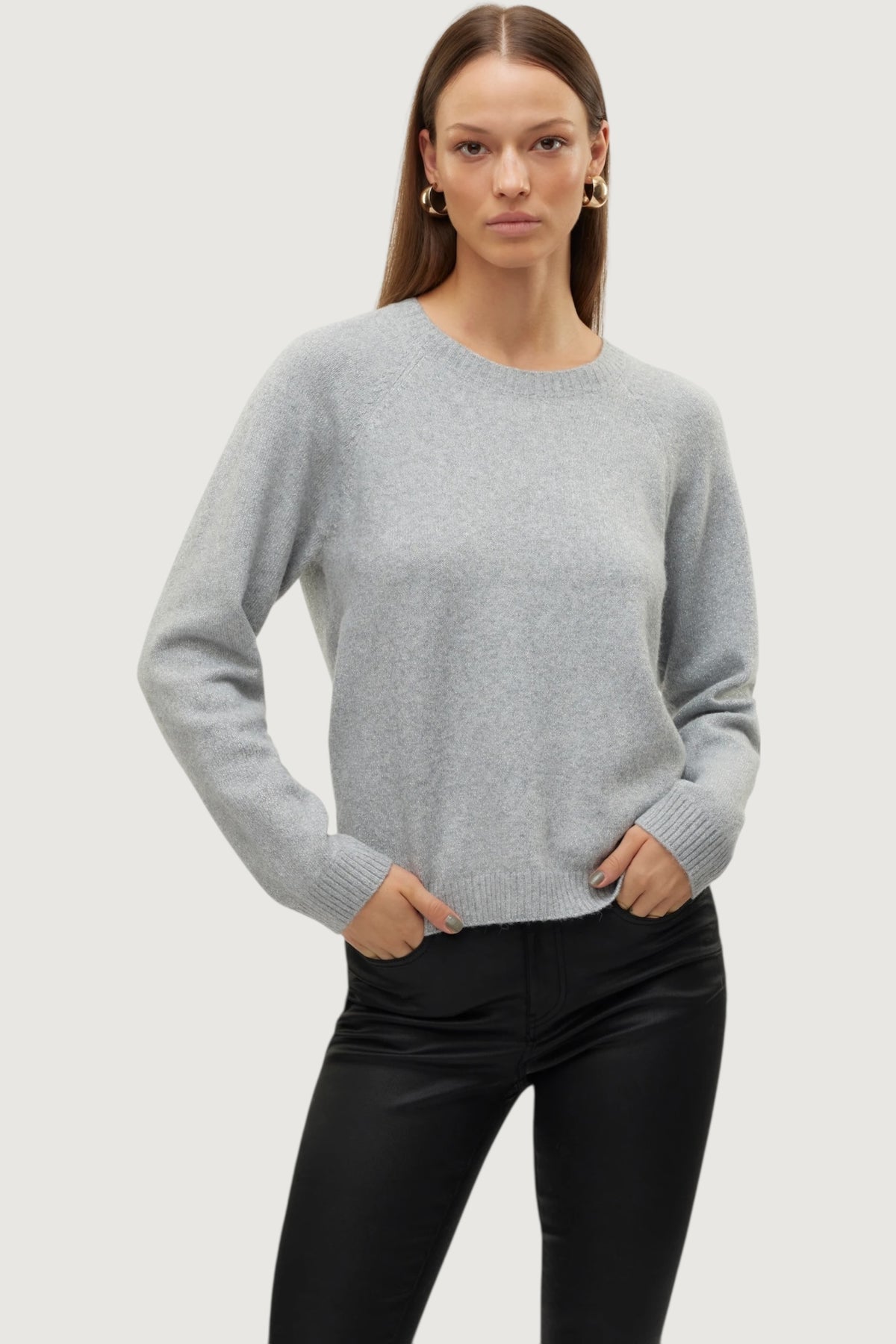 VERO MODA-10221006 LIGHTGREY-DOFFY LUREX PULL
