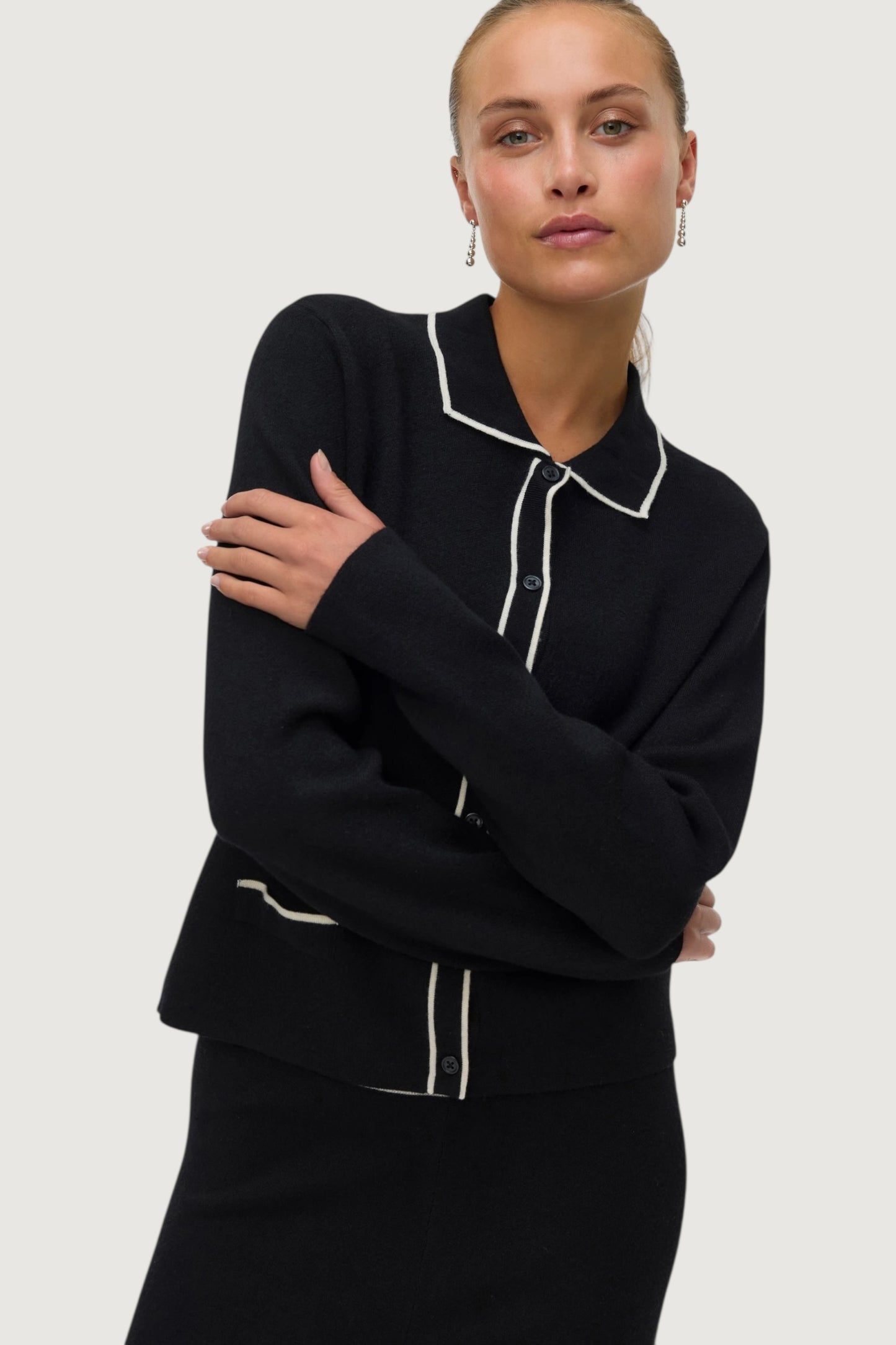 Gold polo contrast cardigan