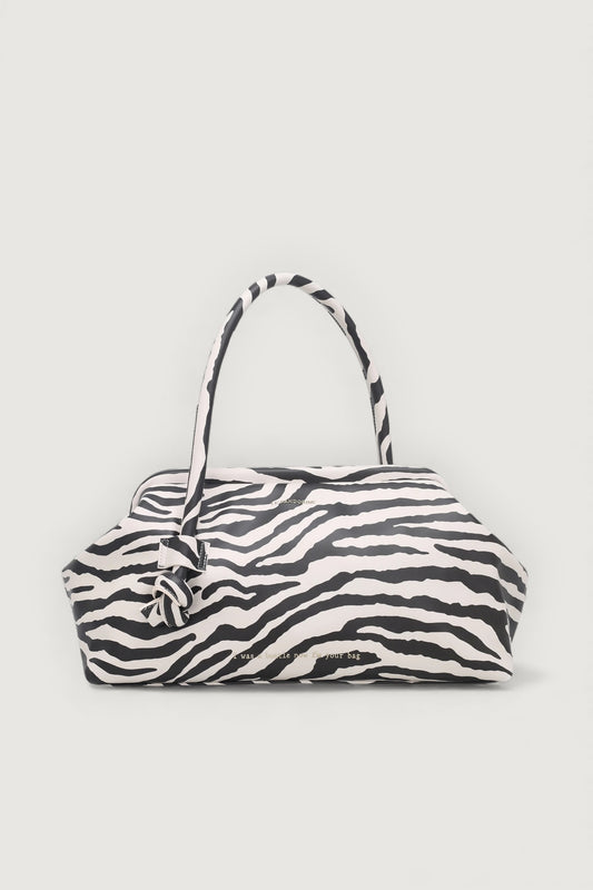 Bottle bag zebra beige/nero