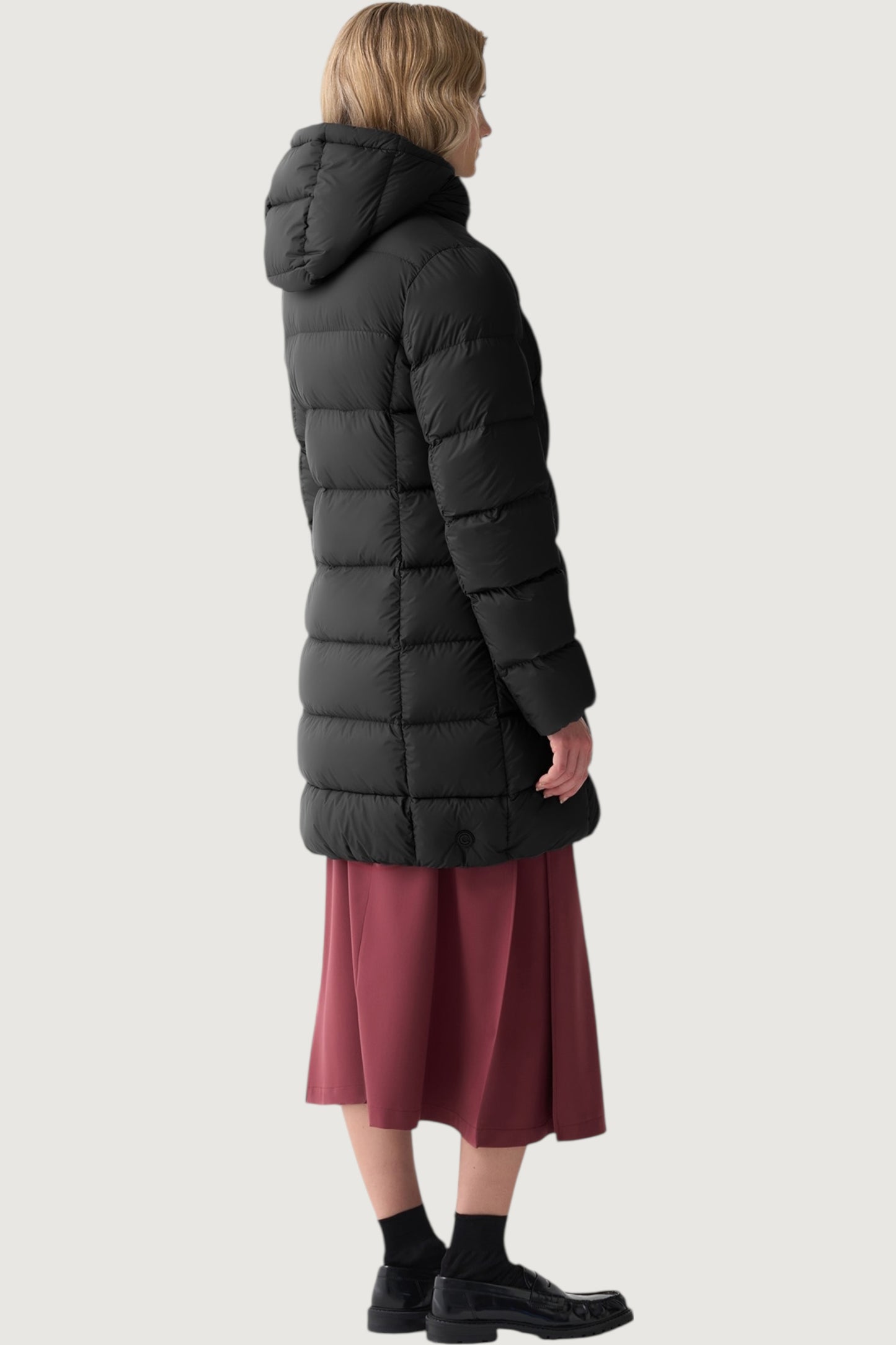 Piumino lungo opaco con cappuccio