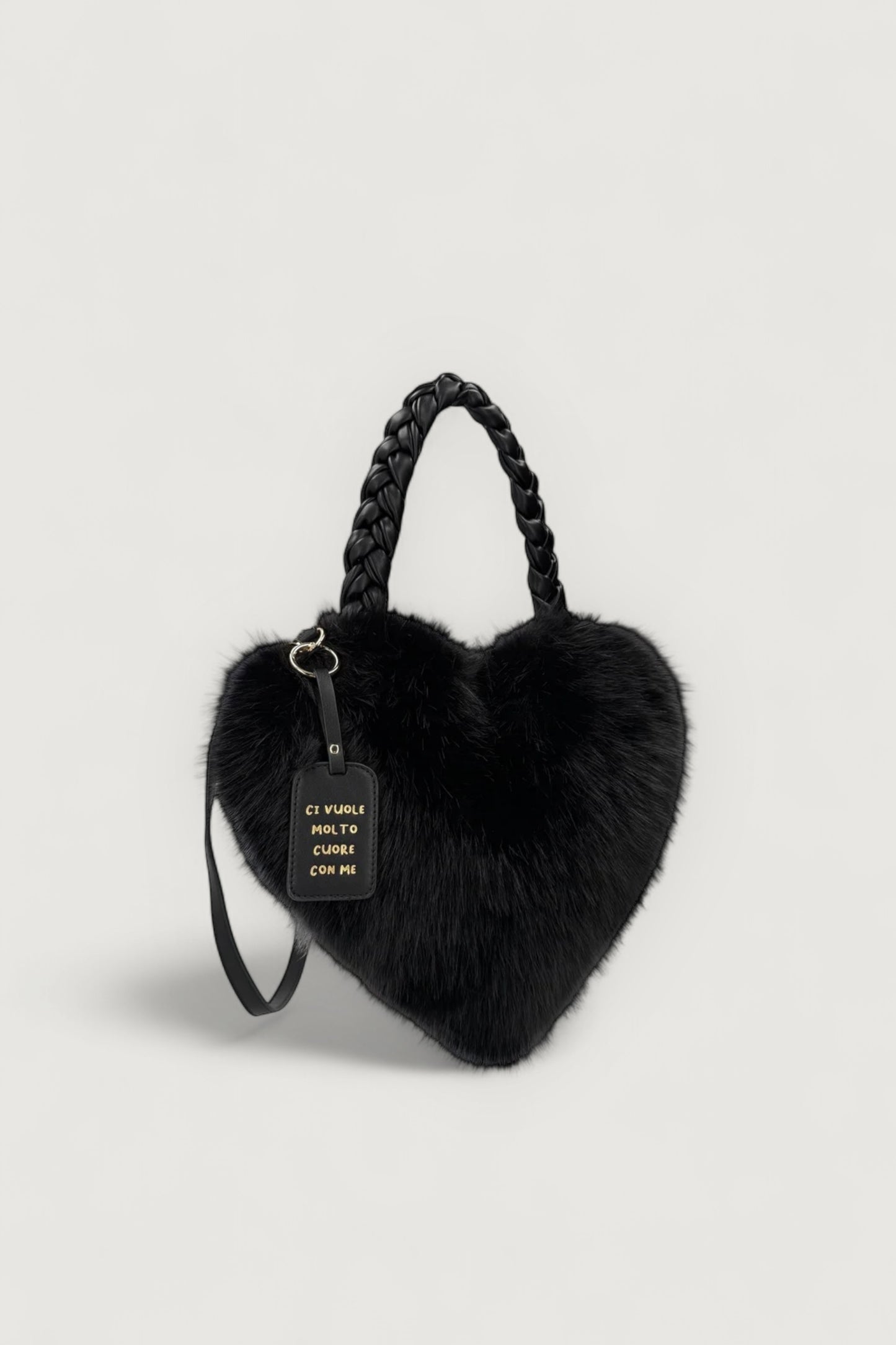 Borsa cuore ecofur nero